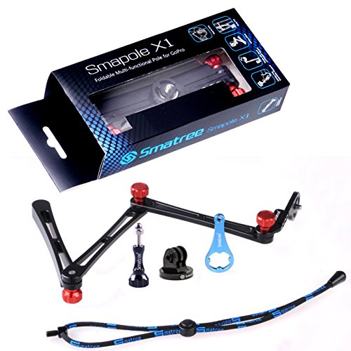 Smatree X1 Palo Selfie Stick Multifuncional para GoPro Hero 6/5/4/3+/3/2/1/Session, Ricoh Theta S, 4K Cámaras Deportiva de Acción, Cámaras Compactas - Rojo