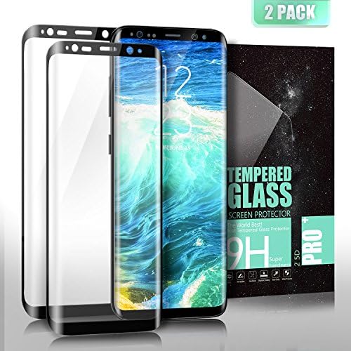 Kiomi Galaxy S8 Screen Protector, [2 Pack] Galaxy S8 Tempered Glass 3D Full Coverage Screen Protector, 9H Scratch Resist Hardness, Ultra Clear, Anti-Fingerprint HD Protection Film - Black