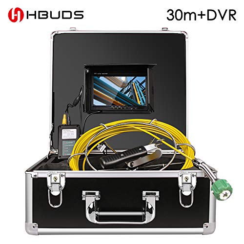 Telecamera per L'ispezione dei Tubi della fognatura, di scarico HBUDS, endoscopio industriale idraulico, sistema impermeabile IP68 con monitor LCD da 7 pollici 1000TVL DVR Registratore Cavo da 30M
