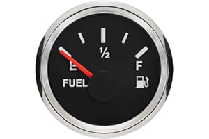 ELING Misuratore di livello del carburante 52mm 0-5V con retroilluminazione rossa 9-32V per auto yacht trattori (nero) e acciaio inox)