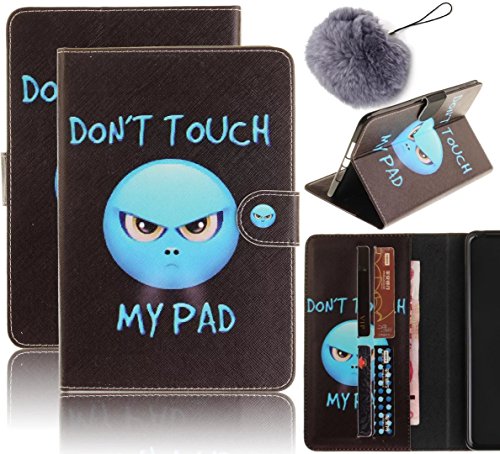 iPad Mini 1/2/3 Hülle, Vandot Ultra Thin Dünn Muster Pattern Case Cover für iPad Mini 1/2/3 7.9 Zoll Schutzhülle Tablet-PC PU Leder Flip Handyhülle Telefonkasten mit Standfunktion Kreditkarte Malerei Painting Kratzfeste Handy Schutz Schale Tasche Etui Abdeckung + Pom Pom Ball Plüsch-Kugel - Angry Don't Touch My Pad