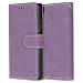 Produktbild Huawei Ascend P7 Hülle, Chreey Matt Leder Tasche Retro Handyhülle Magnet Flip Case mit Kartenfach Geldbörse Schutzhülle Etui [Lila]