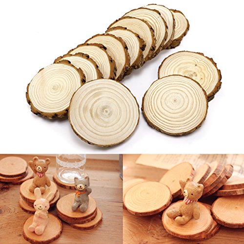 12 x Rund Holzscheiben Astscheiben Baumscheiben Namensschild Anhängeetiketten Dekomaterial Holzbrett Hochzeit Deko Basteln DIY 11-12cm - 6