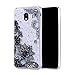 Produktbild Misstars Glitzer Hülle für Galaxy J4 2018, Bling Pailletten Transparent Weich TPU Silikon mit Schwarz Blumen Malerei Muster Backcover Anti-Rutsch Kratzfeste Schutzhülle für Samsung Galaxy J4 2018