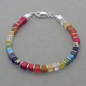 Regenbogen-Armband, Würfel, Silber