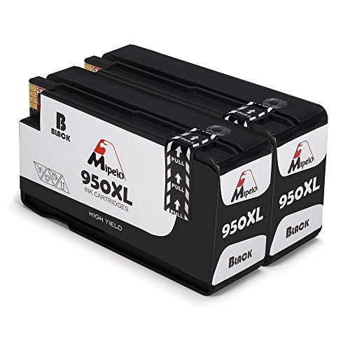 Mipelo Kompatibel HP 950XL Hohe Ergiebigkeit Tintenpatronen (2 Schwarz), Verwendet in HP Officejet Pro 8600 8610 8620 8630 8640 8100 8660 8625 8615 251DW 276DW Drucker