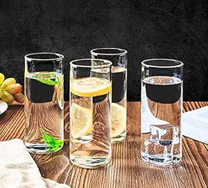 SYANKA Premium Juice and Water Glasses Set of 4 Transparent, 300ml, Drinking Water Glasses Stylish and Crystal Highball Glasses for Water, Juice and Cocktails