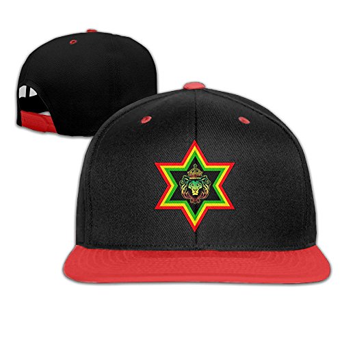 Unisex Cool Rasta Lion Rastafari Stars Adjustable Baseball Hats Hip-Hop Caps One Size. -  Red - 