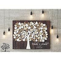 80x60 cm, Leinwanddruck-Gästebuch, Hochzeitsbaum, Wedding Tree, Rustikales Gästebuch, Leinwanddruck - Baum, Keilrahmen und Holz Motiv