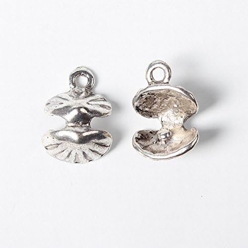 10 x Tibetan Silver SEA SHELL PEARL & OYSTER SEASHELL 3D 15mm Charms Pendants Beads