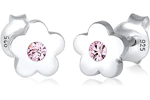 Elli Earrings Children Kids Flower Crystals 925 Sterling Silver