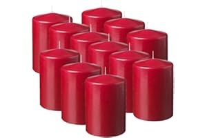 MGE WORLD MGE - Velas Perfumadas - Velas Decorativas - Velones Aromáticos - Velas para Ambientar el Hogar - Velas Pilar - Velas Rojas - 12 Unidades - Fabricado en España