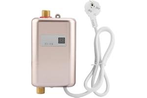 HONGZER Réchauffeur d'eau instantané, mini salle de bains cuisine 220V 3800W de cuisine Chauffe-eau instantané électrique sans réservoir avec affichage à cristaux liquides EU(d'or)