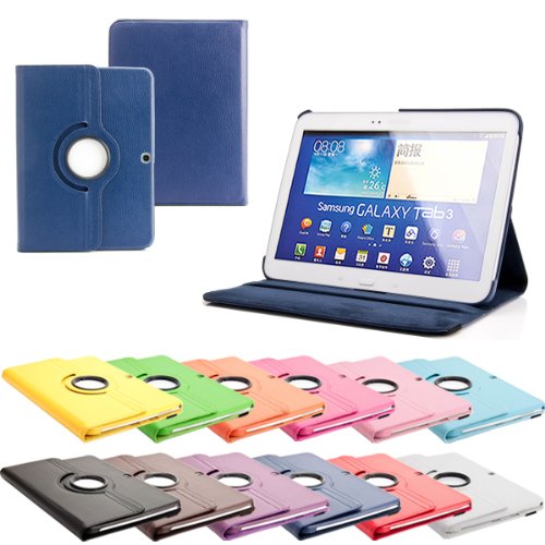360° Tab3 10.1 Standtasche für SAMSUNG GALAXY TAB 3 10.1 P5200 P5210 P5220 Hülle Schutz Etui Tasche Cover (Dunkelblau) - 2