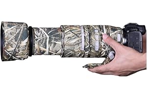 CHASING BIRDS Kamuflaż wodoodporny płaszcz obiektywu do CANON RF 100-500 mm F4,5-7,1 L IS USM przeciwdeszczowa osłona obiektywu (kamuflaż trzcinowy, z przedłużaczem RF 1,4X i 2X)