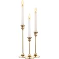 NUPTIO Set De 6 Bougeoirs Dorés En Laiton - Chandelier Vintage Et Moderne Pour Mariage, Cheminée Et Décoration Table