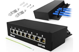 ENMANE CAT 6a Patch Panel Fordelerfelt 8 Port Desktop Og Vægmonteret RJ45 Hun TIA568A TIA568B (8 Port)
