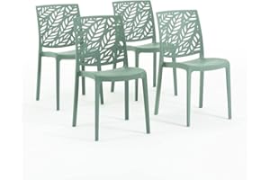 SIEDITI FUORI E DENTRO Sillas de polipropileno con fibra de vidrio apilables para interior, cocina o comedor, para exterior y jardín, sillas de bar y restaurante, de diseño - Dafne (4 sillas, verde salvia)