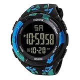 Mamum wasserdichte Digital-Quarz-Armbanduhr mit LED-Display, modische Uhr, im Militär-Design, sportliche Uhr für Herren Einheitsgröße a