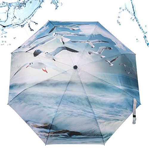 Preisvergleich Produktbild Regenschirm Automatik Taschenschirm Motiv Möven Meer Rosemarie Schulz Heidelberg