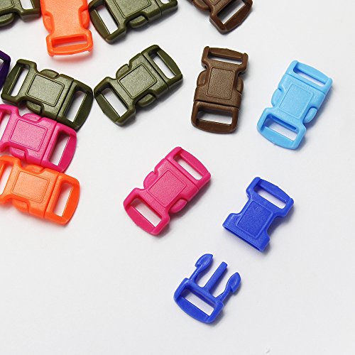 dreamtop 50 PCS verschiedene Farben Konturierte Seite Release Kunststoff Schnallen für Paracord Armbänder Halsband Gurtband - 3