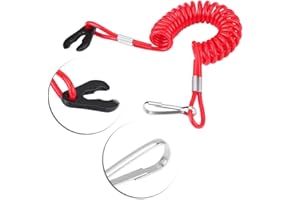 Keenso Interruttore di arresto motore Cordino Cavo di sicurezza Barca fuoribordo Interruttore di arresto di emergenza Chiave cordino Clip di corda