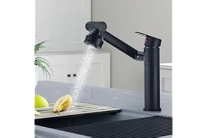 TOPBASHGO Universeller 360 ° drehbarer Wasserhahn, Wasserhahn Bad, Kaltwasserhahn Gäste WC Waschbeckenarmatur, Warm- und Kaltwasserhahn Für Badezimmer (Schwarz)