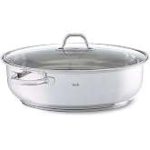 Fissler - Stainless steel roasting pan (8.8 liter, 15 in) with glass lid, oven and dishwasher safe, induction safe