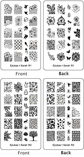 Ejiubas Double-sided Nature Nail Stamping Plates Stamping Nail Art Floral Animal Nail Art Design Kit 2 Count
