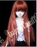 pullip wig leeke Custom made,Hand Made design Tita-Doremi Ball-jointed Doll BJD Perücke Puppen Haarteil Für 1/3 8-9 inch Dollfie Volks Pullip Blythe Obitsu60 SD13 17 DOD DDM DDL DD AOD ICY JECCI Luts AE DZ Dal Doll Red Brown Long toy Head Wig Hair 1/3 8-9 inch 22-24cm (Perücke Nur,Keine Puppe )