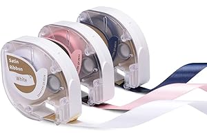 ‎PHOMEMO 3 x Phomemo P12 satynowa wstążka oryginalna 12 mm x 2 m, 3 kolory Q5-R234/RE31/RN34, taśma satynowa, na prezent na imprezę, wesele, DIY, do drukarki etykiet Phomemo