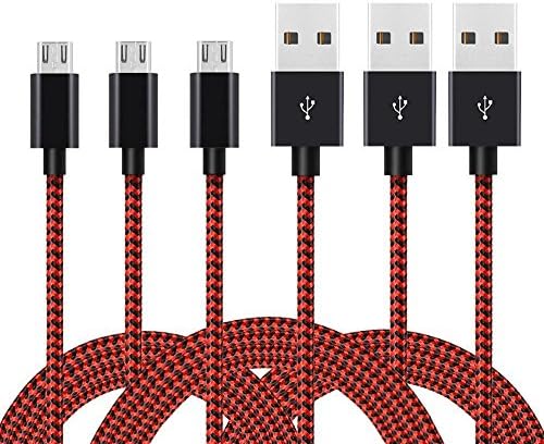 Android Micro USB Cable, Ediwell 3 Pack 3FT 6FT 10FT Nylon Braided Charger Cables High Speed USB for Android Devices,Smartphones Samsung Galaxy, Kindle, Nexus, HUAWEI, LG, Sony, Nokia, HTC, Motorola Microsoft and More (Black+Red)