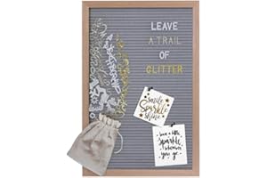 Gadgy Retro Felt Letter Board Grey - Oak Frame with 510 Letters, 100 Icons & 4 Pins, Decorative Message Board - 30x45 cm