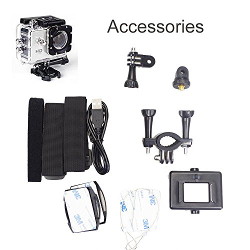 ONEU 1080P Action Sport Cam 2″ LCD 120° Objektiv Wasserdichte HD DV Kamera Helmkamera für Mountain Paintball Motorrad Skating Schwarz - 6