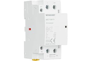 Wengart Kompakt-Wechselstromschütz WCT-50, AC230V 50A 1NO1NC, gebaut für Langlebigkeit, flüsterleisen Betrieb,Energieeinsparung, mit zusätzlichen Funktionen für Haushaltsgeräte, weiß