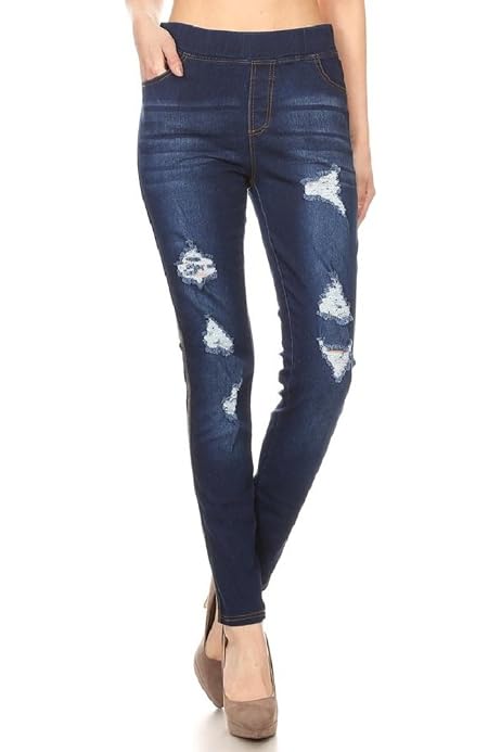 Destroyed Stretch Skinny Denim Jeggings 