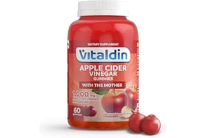 VITALDIN Apple Cider Vinegar Gummies – 1.000 mg par dose – 60 Gommes (pour 1 mois); Vinaigre de Cidre de Pomme avec Vitamine B12 et Acide Folique – Superaliment Detox – Vegan & Sans Gluten
