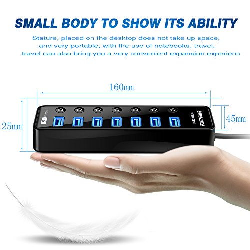 USB Hub Aktiv, ECHTPower 7 Port USB 3.0 Verteiler mit 15W Netzteil Datenhub für Apple Macbook, Macbook Pro, iMac, Notebook, Windows Laptops und Ultrabooks usw - 6
