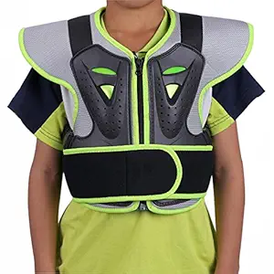 ZZ Lighting Kids Chest Spine Protector Body Armor Vest Protective Gear for Motocross Dirt Bike Skiing Snowboarding, Green S