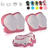 skybulls Enfant Protège de Poignet Coudière Genouillère, Lot de 6 Protection Enfant (Genouillères + Coudières + Protège-Poignets) pour Vélo, Bicyclette, Roller, Patinage, Skateboard, Trottinette