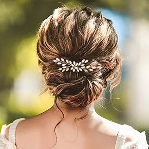 Unicra Bride Wedding Crystal Hair Pins Bridal Hair Pieces Wedding Hair Accessories for Women and Girls (Gold)