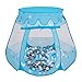 Produktbild Selonis Baby Spielzelt Mit Plastikbällen Bällebad Zelt Plastikkugel Kinder, Blau:Transparent-Silber-Perle-Babyblue,105X90cm/300 Bälle