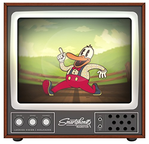 Luckies of London Smartphone Magnifier - Ingranditore Schermo Cellulare da 3,15 cm - Design TV Stile Vintage - Lente di ingrandimento per Smartphone con Supporto - Zoom 2X