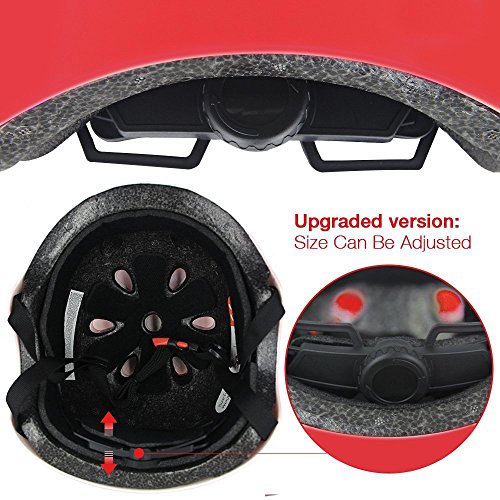 Topfire Kinder Skateboarder Helm Fahrradhelm Integralhelm Rollerhelm für Radfahrer Skateboard Scooter Bike Sicherheit Helm – Rot - 6