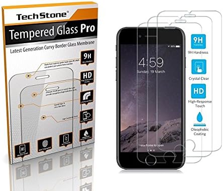 TechStone Tempered Glass Screen Protector For iPhone 7, iPhone 8 Screen Protector 9H Hardness and Easy Bubble-Free Installation 3 Pack