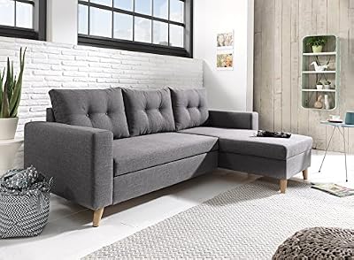 Bestmobilier - NORDIC - Canapé scandinave d angle réversible convertible - Gris foncé