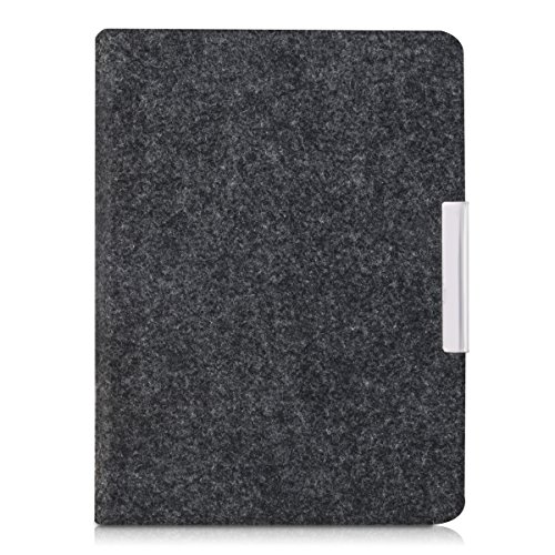 kwmobile Hülle für Tolino Vision 1 / 2 / 3 / 4 HD – Flipcover Case eReader Schutzhülle – Bookstyle Klapphülle Filz Design Dunkelgrau - 6