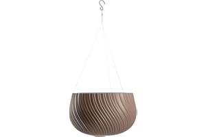 ‎KADAX KADAX Hängetopf, Blumenampel mit Kette und Haken, Hängepflanztopf für Rankblumen, Übertopf mit Einsatz, Pflanzen Schutz für Innen- und Außenbereich (∅ 32 cm, Braun)