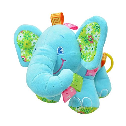 Singring Baby Pram Crib Activity Plush Blue Elephant Toy Stroller Clip on Toy