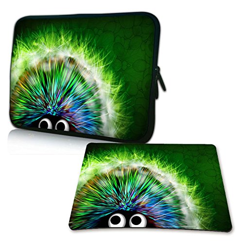 PEDEA Design Tablet PC Tasche 10,1 Zoll (25,6cm) mit Design Mauspad, Green Hedgehog